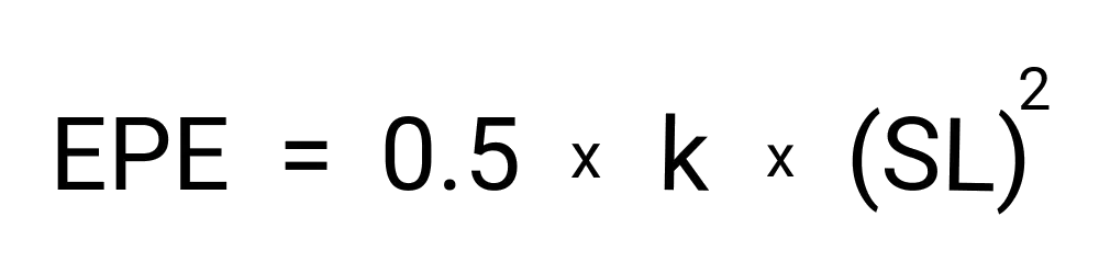 An image showing the formula for the elastic pentital energy of an object.